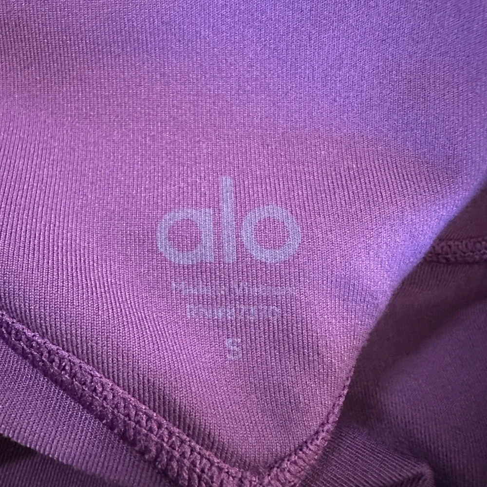 Alo Yoga Goddess Leggings Purple Black High Waist Ribbed Stirrup Size Small